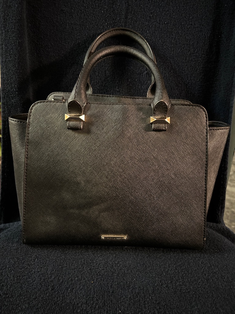 Rebecca Minkoff Avery Black Mini Tote Bag In Saffiano Leather Finish